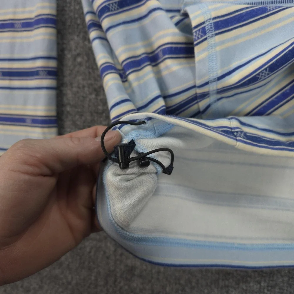 Rhone‎ Hoodie Mens Large Blue Striped Endless Sun Bolinas Beach Poncho Henley